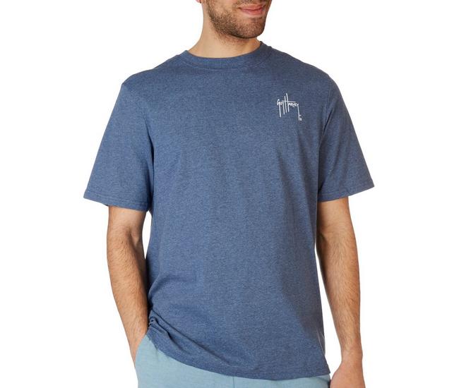 Guy Harvey Vintage Sportfishing Short-Sleeve T-Shirt for Men - Heather Navy - 2XL
