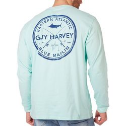 Guy Harvey Mens Circle Blue Marlin  Long Sleeve T-Shirt