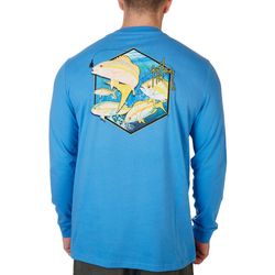 Guy Harvey Mens Hexagon Fish Long Sleeve T-Shirt