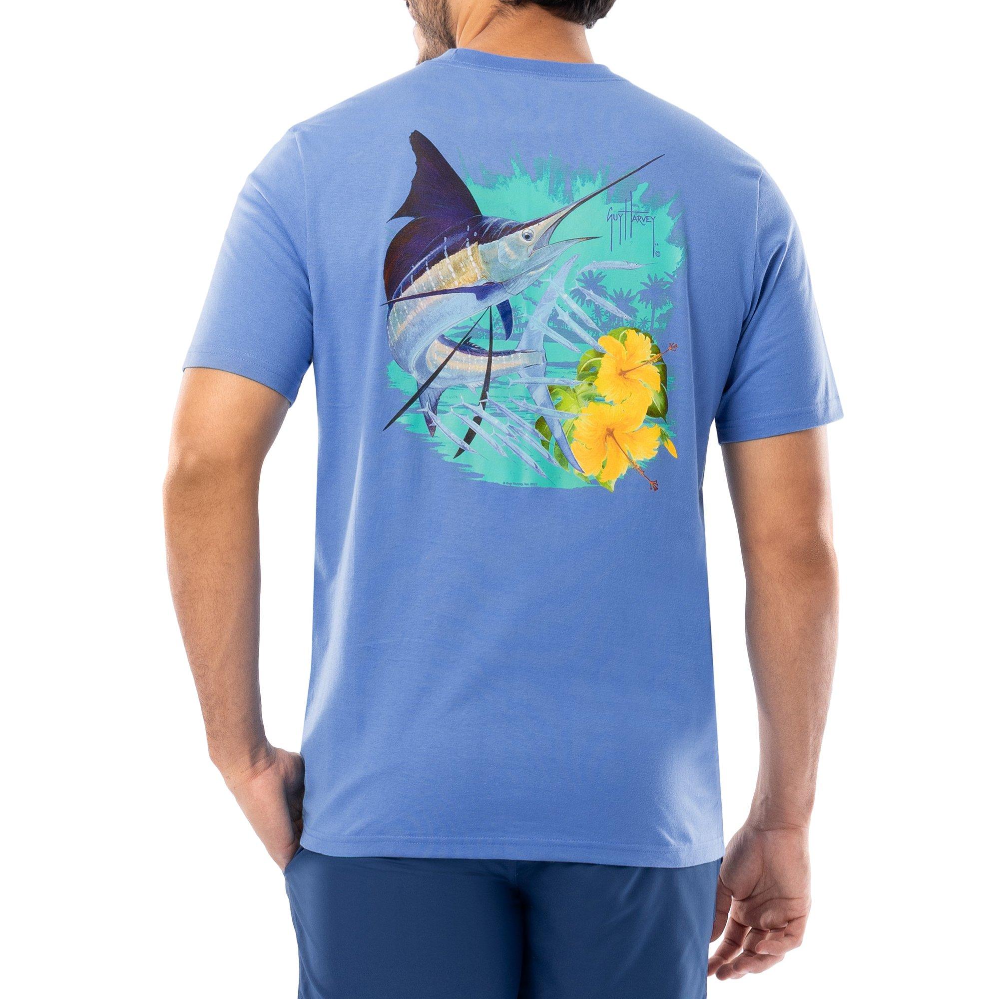 Guy Harvey Mens Floral Sailfish Pocket Short Sleeve T-Shirt