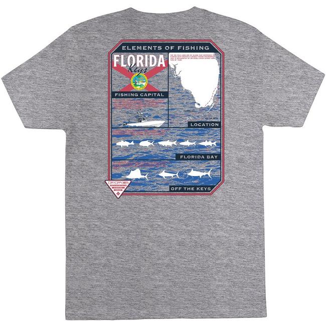 Columbia Mens PFG Florida Elements Short Sleeve T-Shirt - Grey/Red/White - Large