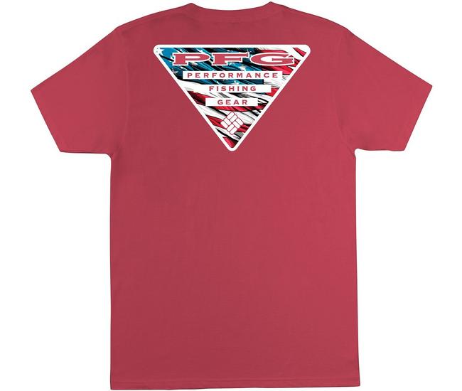 Columbia Mens PFG Salute Short Sleeve T-Shirt - Blue/Red/White - Large