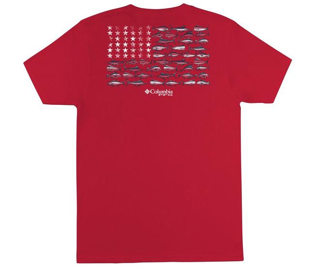 Columbia Mens PFG Smog Solid Americana T-Shirt - Red - X-Large