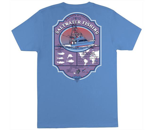 Columbia Mens PFG Grober Short Sleeve T-Shirt - Blue/Purple/White - Large