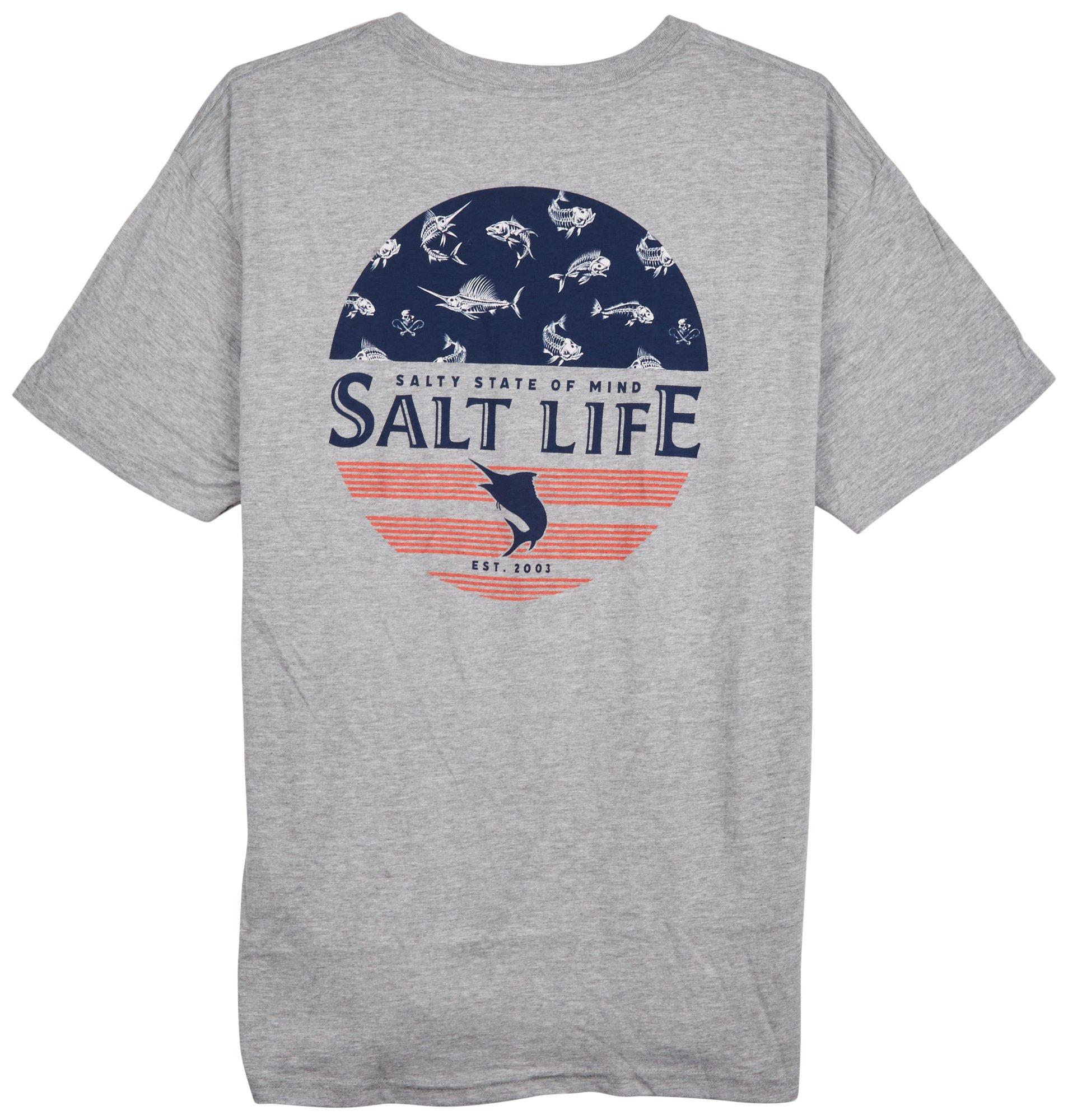 Salt Life Mens Salty Honor Bones Short Sleeve Pocket Tee
