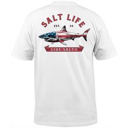 Salt Life Mens Americana Shark Short Sleeve Pocket T-Shirt