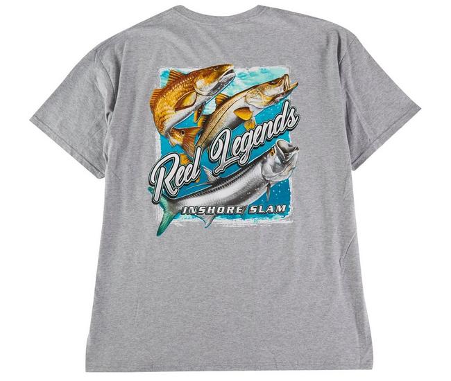 Reel Legends Mens Rough Frame Graphic T-Shirt - Heather Grey - Large