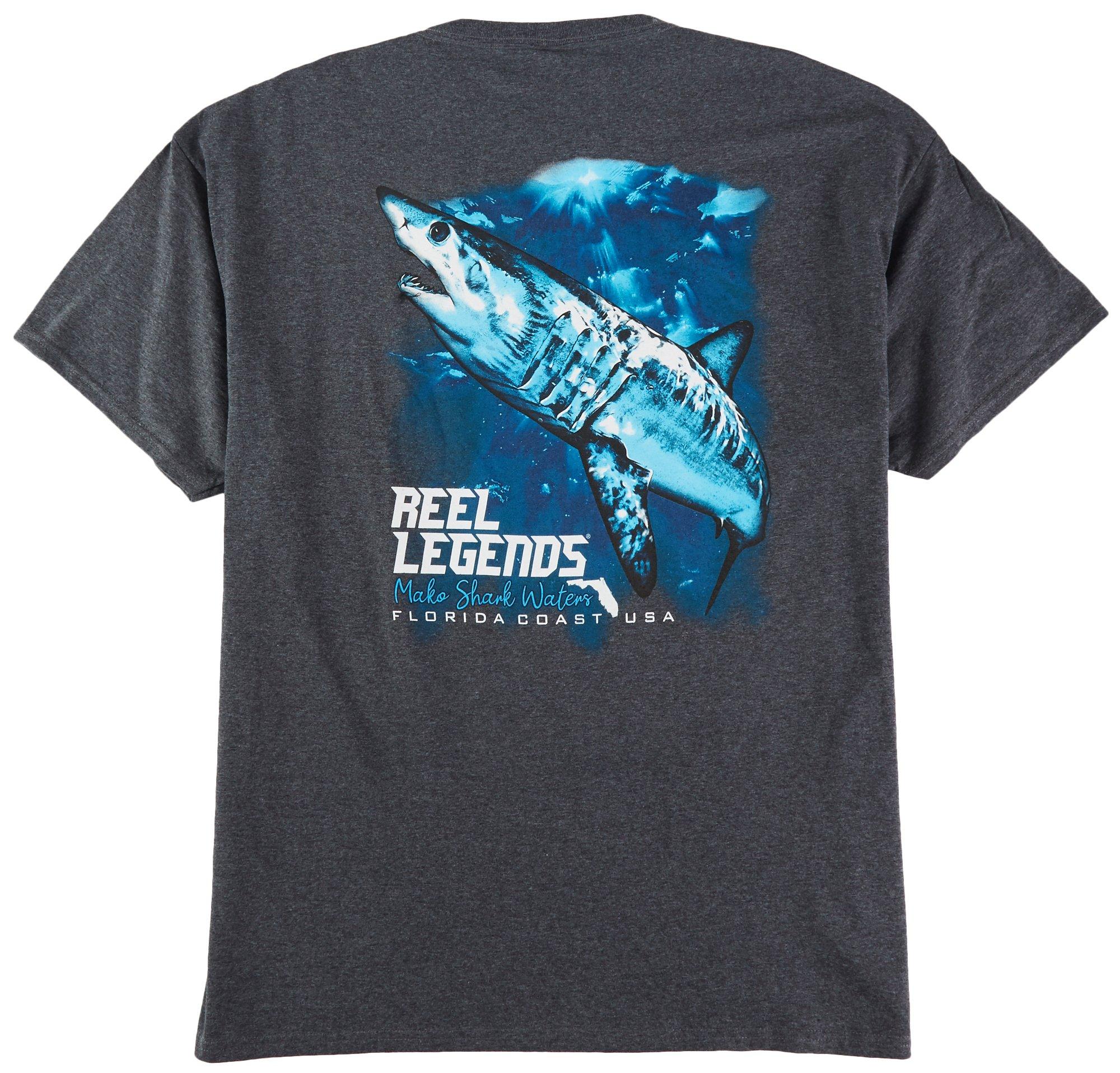 Reel Legends Mens Mako Shark Graphic T-Shirt