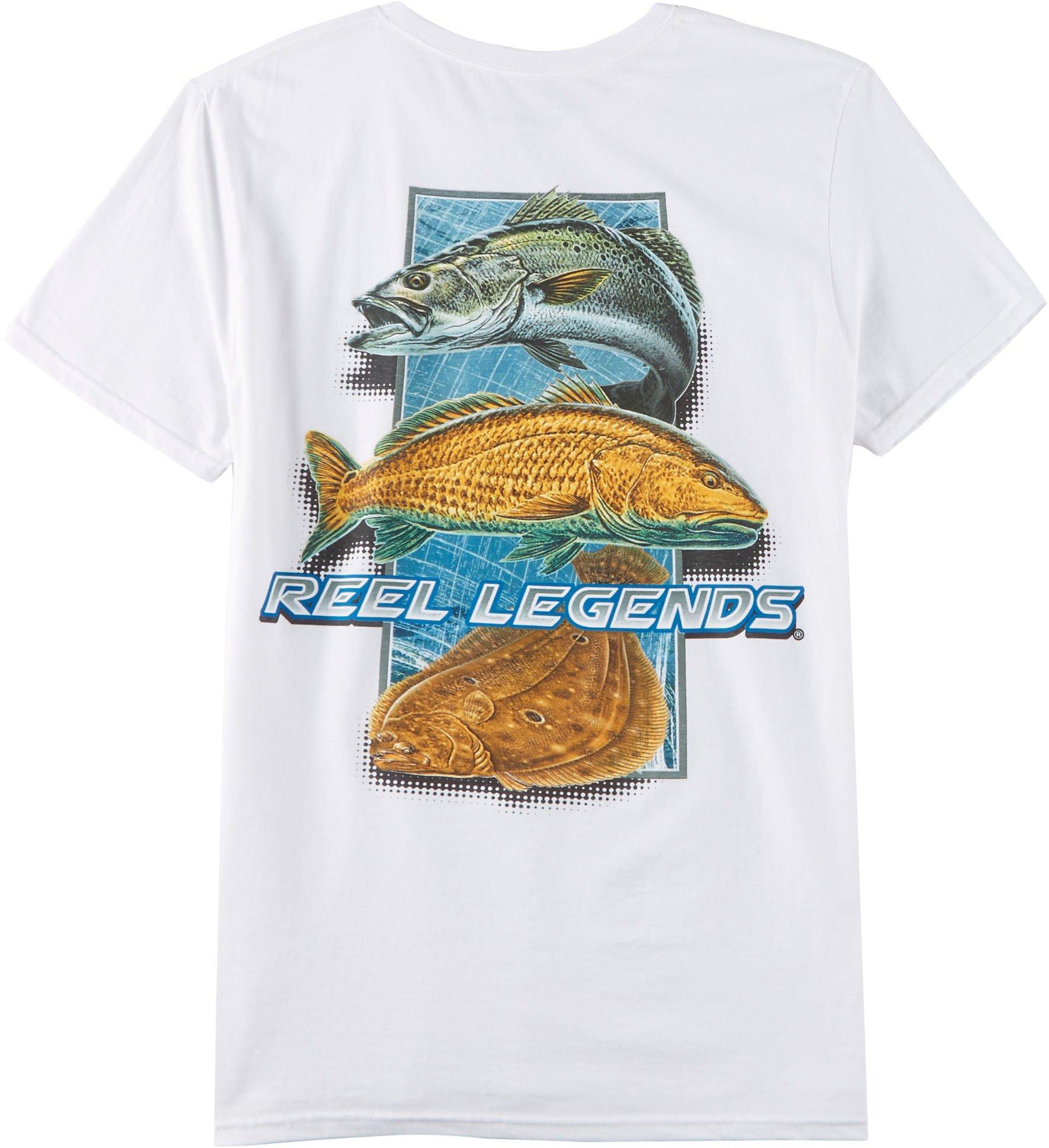 Reel Legends Mens Seaside Slam Short Sleeve T-Shirt - Blue/Orange/White - Medium