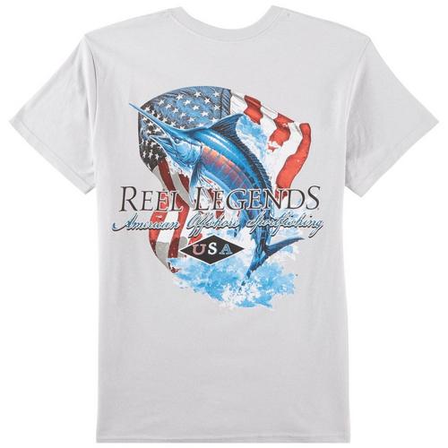 Reel Legends Mens US Marlin T-Shirt - Grey - Large