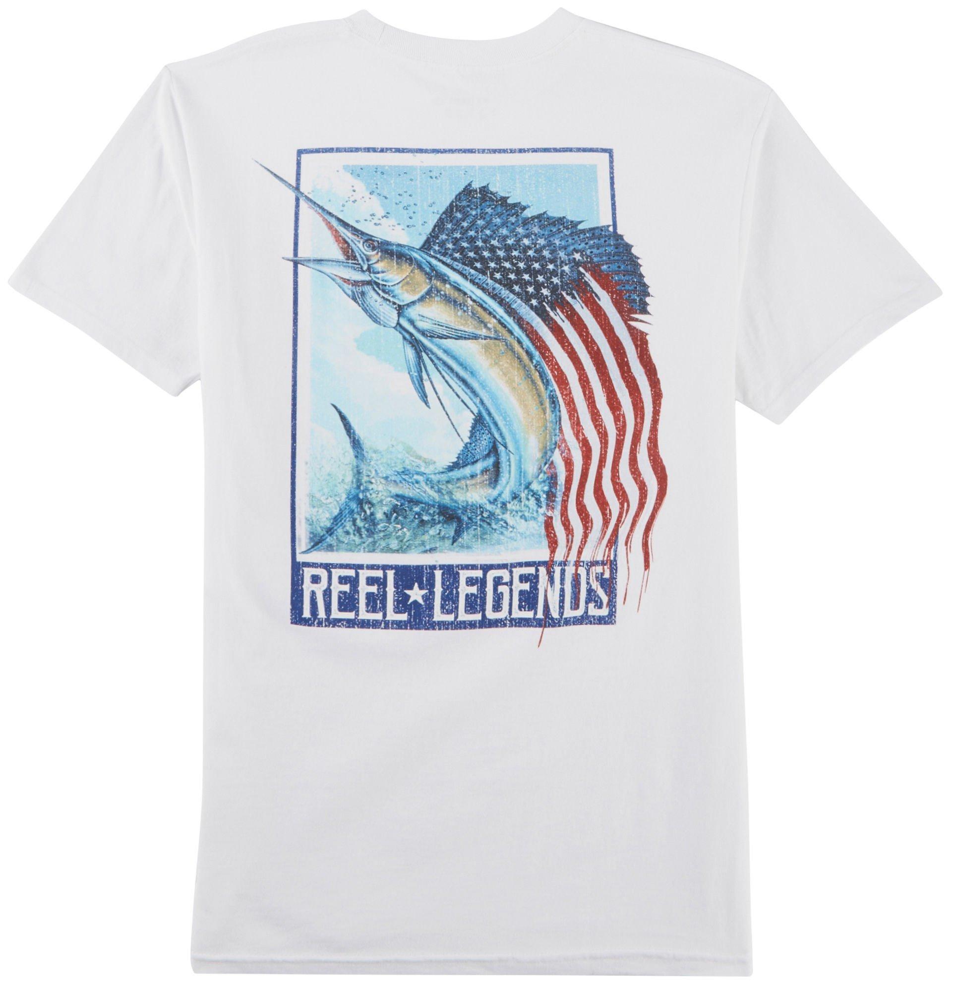 Reel Legends Mens Flag Wave T-Shirt