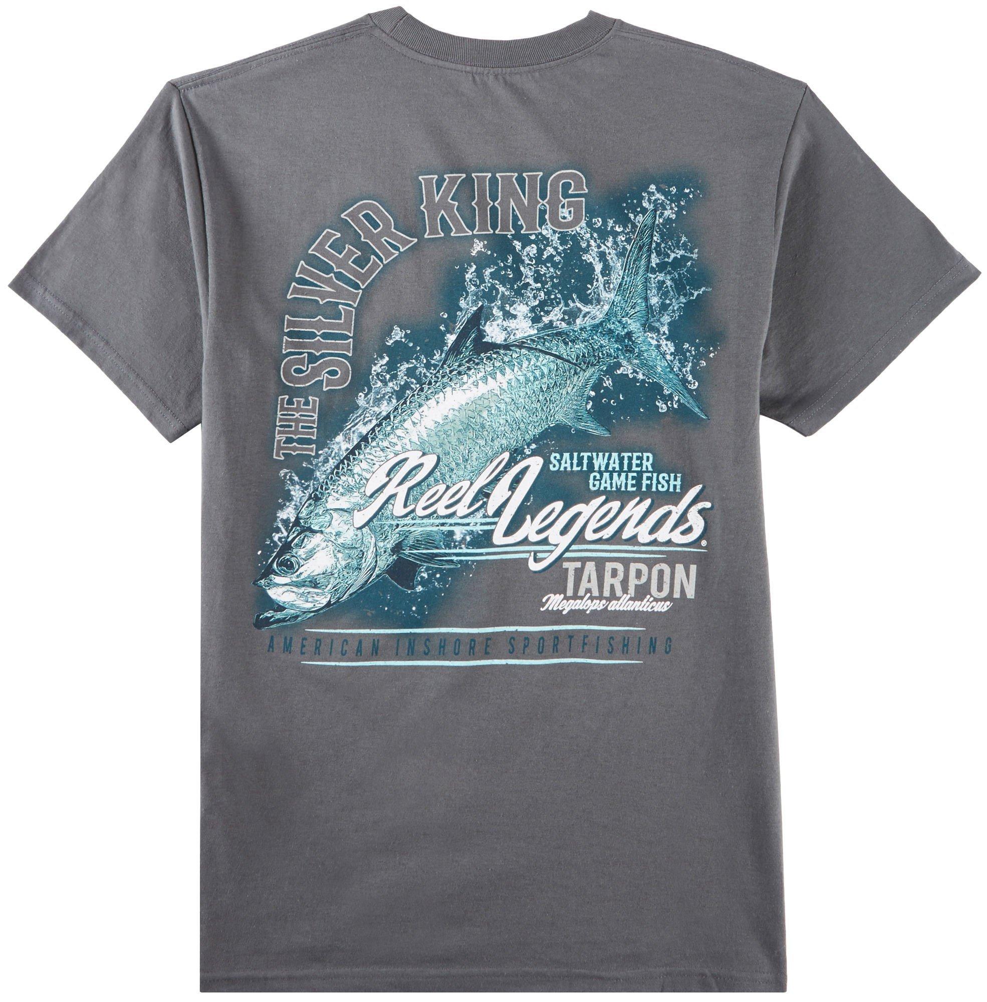Reel Legends Mens Silver King T-Shirt - Grey - Medium