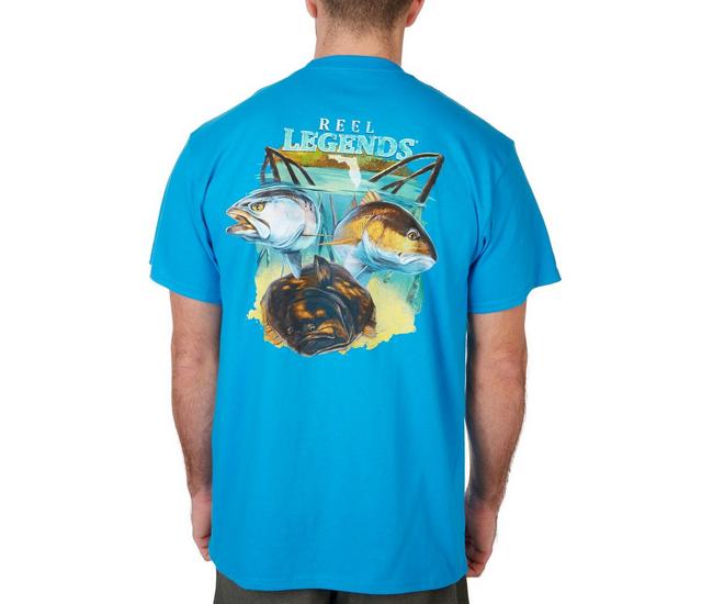 Hanes Dark Blue Fishing Graphic Short Sleeve shirt Mens Size Large