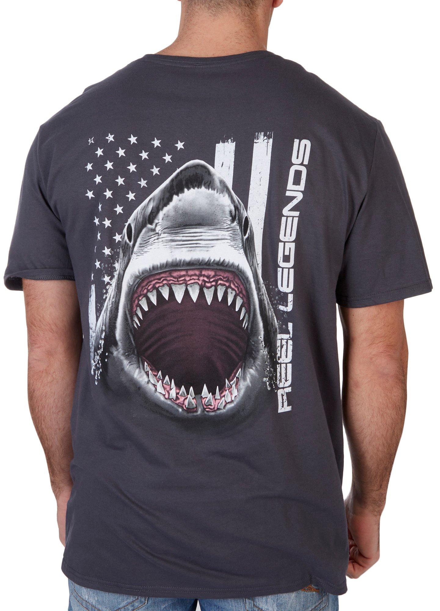 Reel Legends Mens Americana Shark Short Sleeve T-Shirt