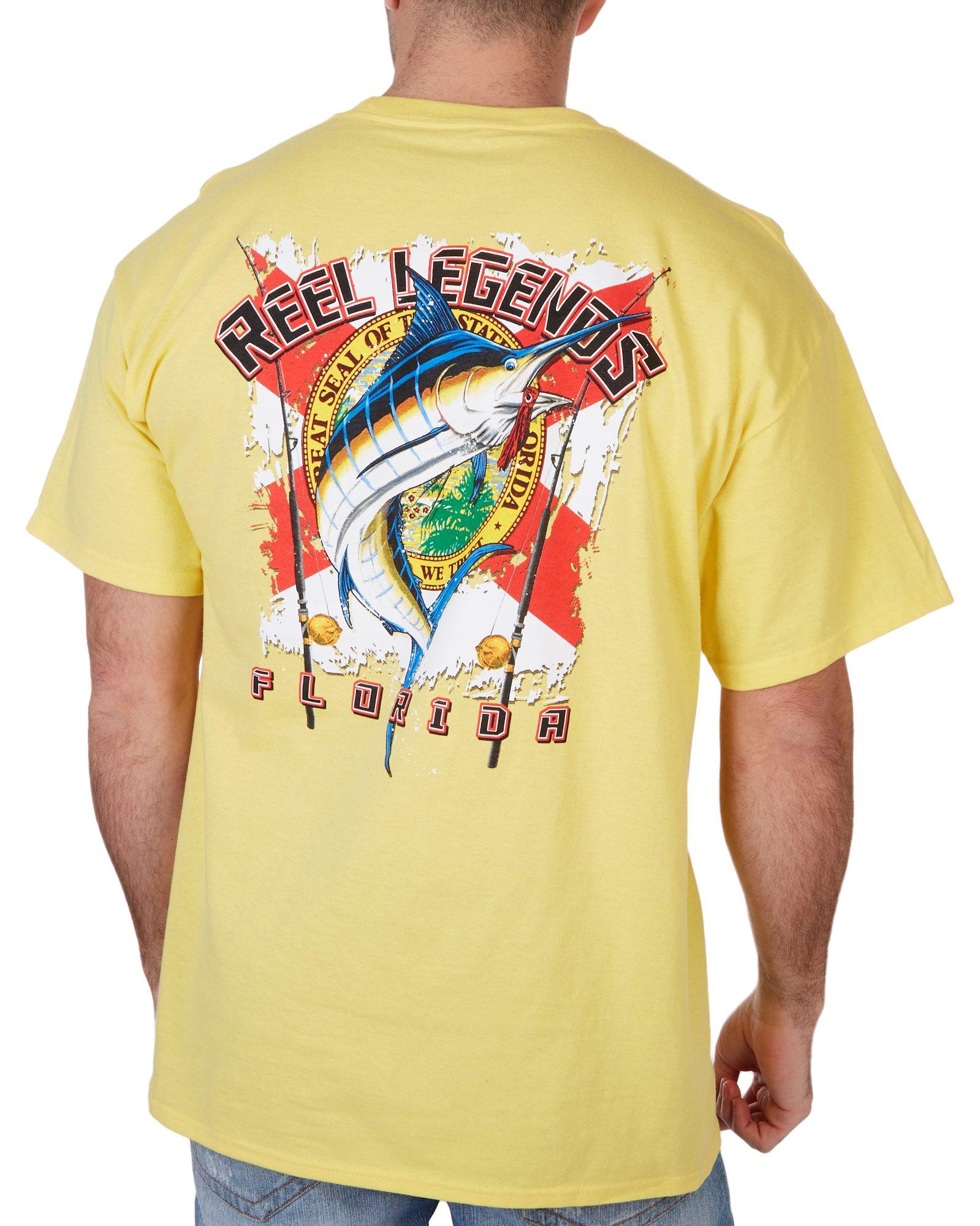 Reel Legends Mens Torn Florida Marlin Short Sleeve T-Shirt
