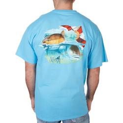Mens Florida Map Red Fish Short Sleeve T-Shirt