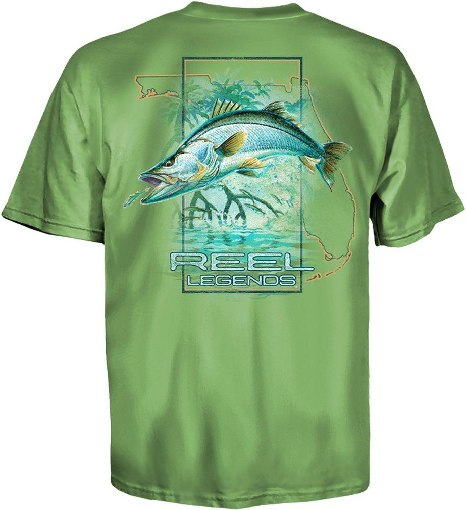 Reel Legends Snook Fishing Crocodile T-shirt Orange Outdoor Casual