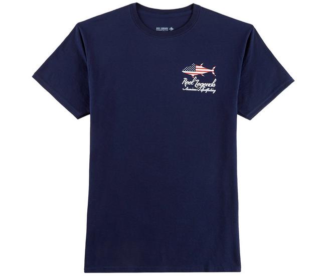 Reel Legends Mens American Tuna Crew T-Shirt - Blue - Medium