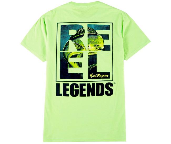 Reel Legends Mens Box Logo Mahi T-Shirt Green X-Large