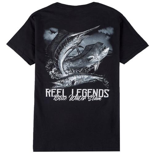 Reel Legends Mens Blue Water Slam Crew Neck