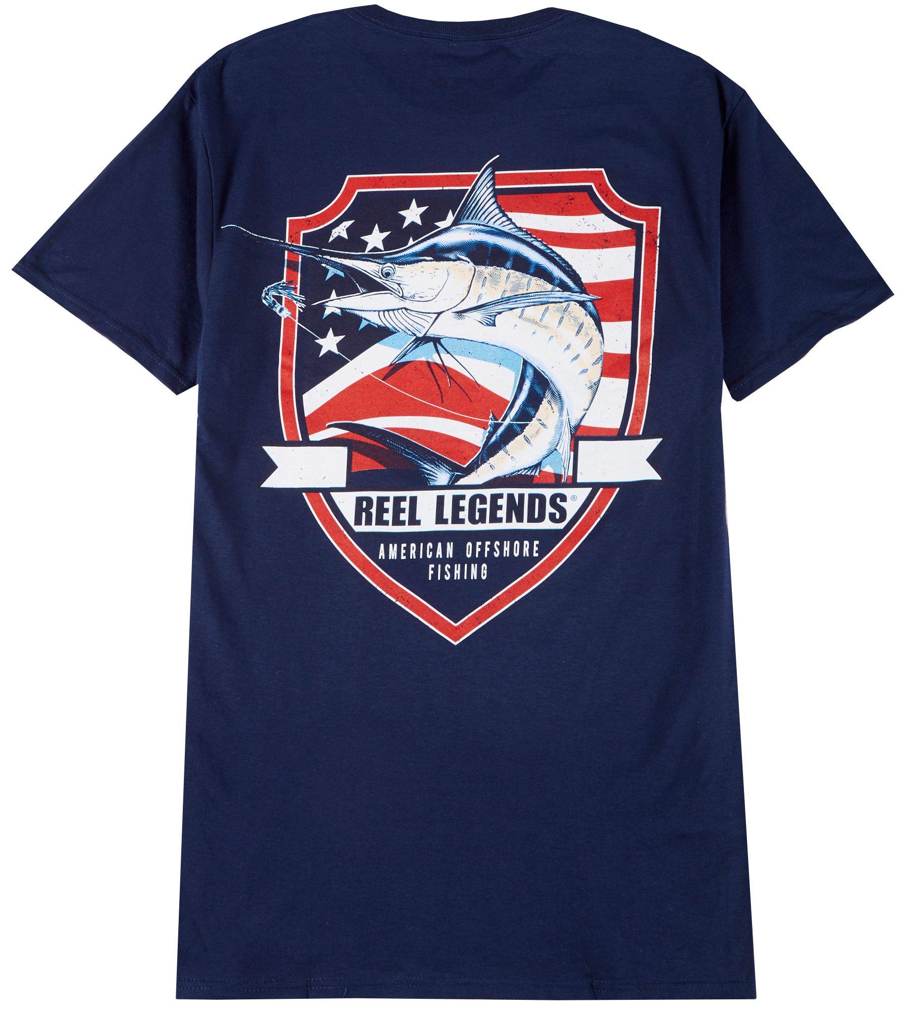 Reel Legends Mens American Shield Marlin T-Shirt