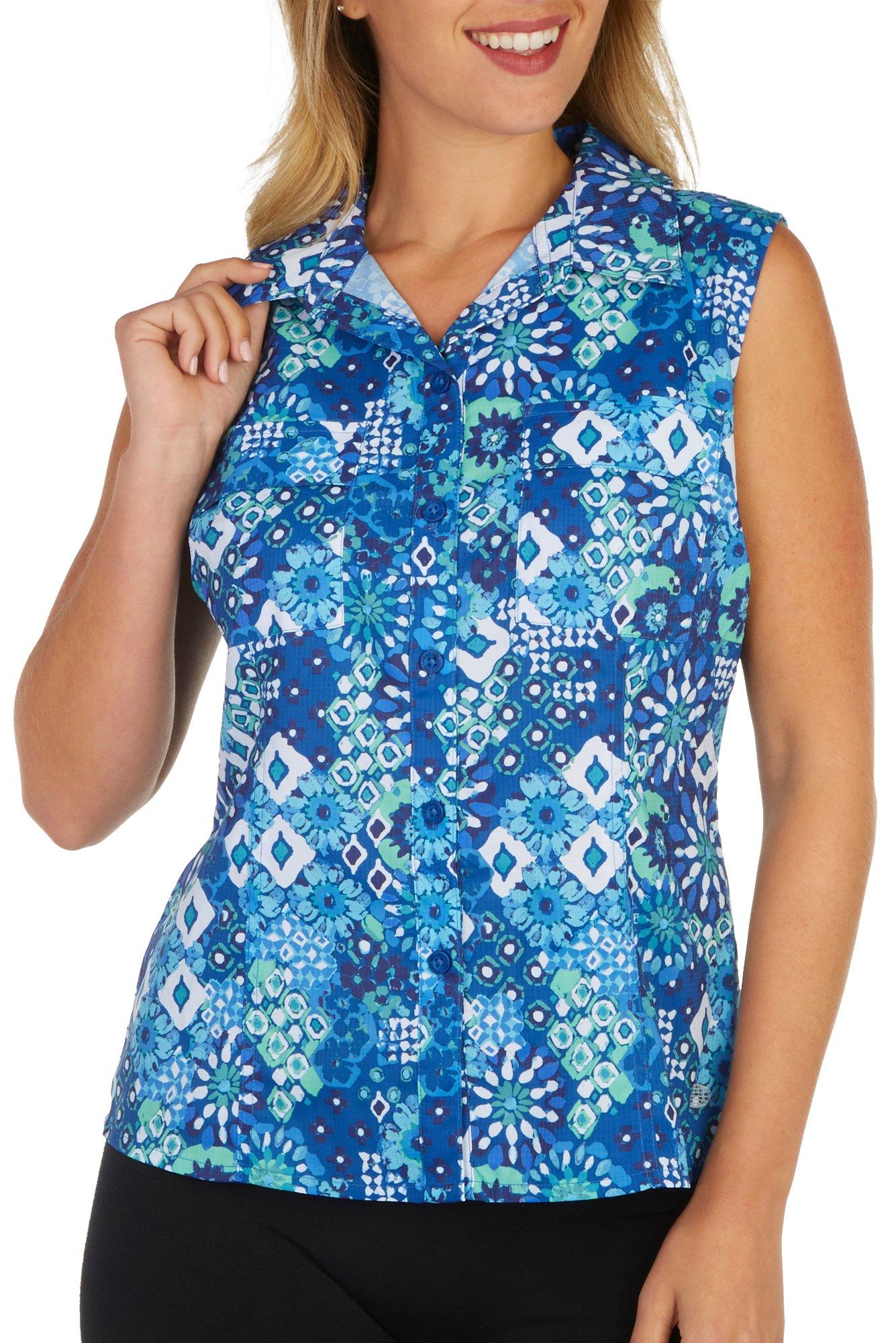 Reel Legends Petite Mariner Medallion Sleeveless Shirt