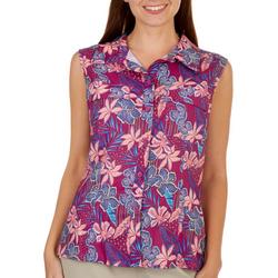 Petite Mariner Floral Orchid Sleeveless Shirt