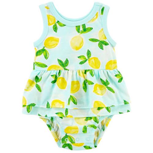 Carters Baby Girls Lemon Bubble Sleeveless Peplum Dress