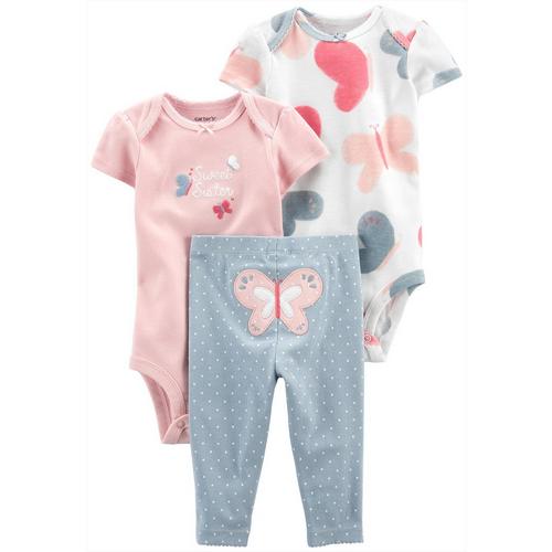Carters Baby Girls 3-pc. Butterfly Pant Set