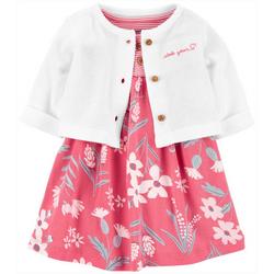 Baby Girls 2-pc. Floral Cardigan Sunsuit Set
