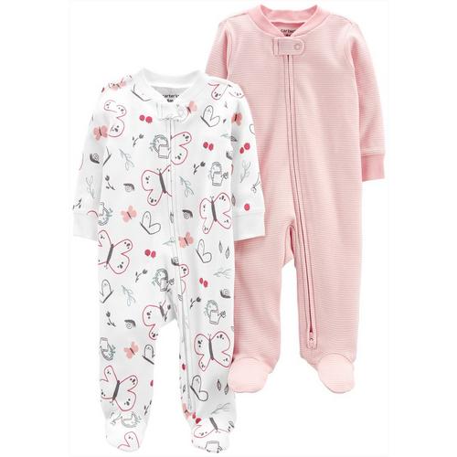 Carters Baby Girls 2-pc. Butterfly & Stripe Footed