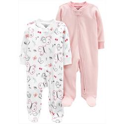 Baby Girls 2-pc. Butterfly & Stripe Footed Pajamas