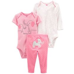 Carters Baby Girls 3-pc. Love My Mama Elephant Bodysuit Set