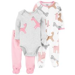 Baby Girls 3-pc. Giraffe Pajama Set