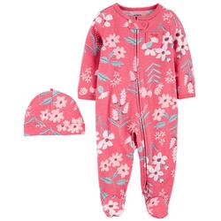 Baby Girls Floral Pocket Footed Pajamas