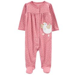 Carters Baby Girls Dot Chicken Pee Applique Footed Pajamas
