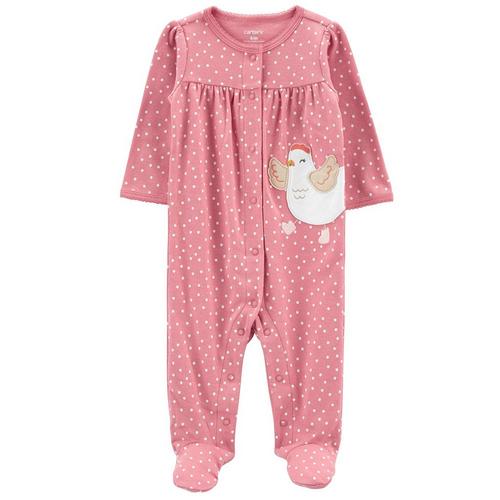 Carters Baby Girls Dot Chicken Pee Applique Footed