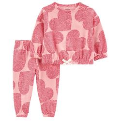 Carters Baby Girls 2 Pc Dotted Hearts Pants Set