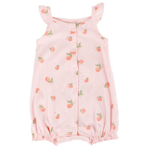 Carters Baby Girls Peach Snap-up Romper