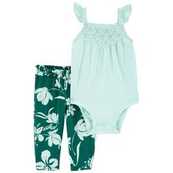 Carters Baby Girls 2-pc. Floral Print Creeper Pant  Set