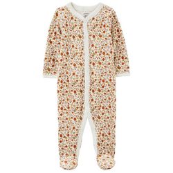 Carters Baby Girls Floral Sleeper Footed Bodysuit