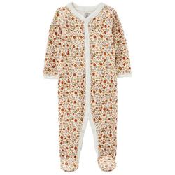 Baby Girls Floral Sleeper Footed Bodysuit