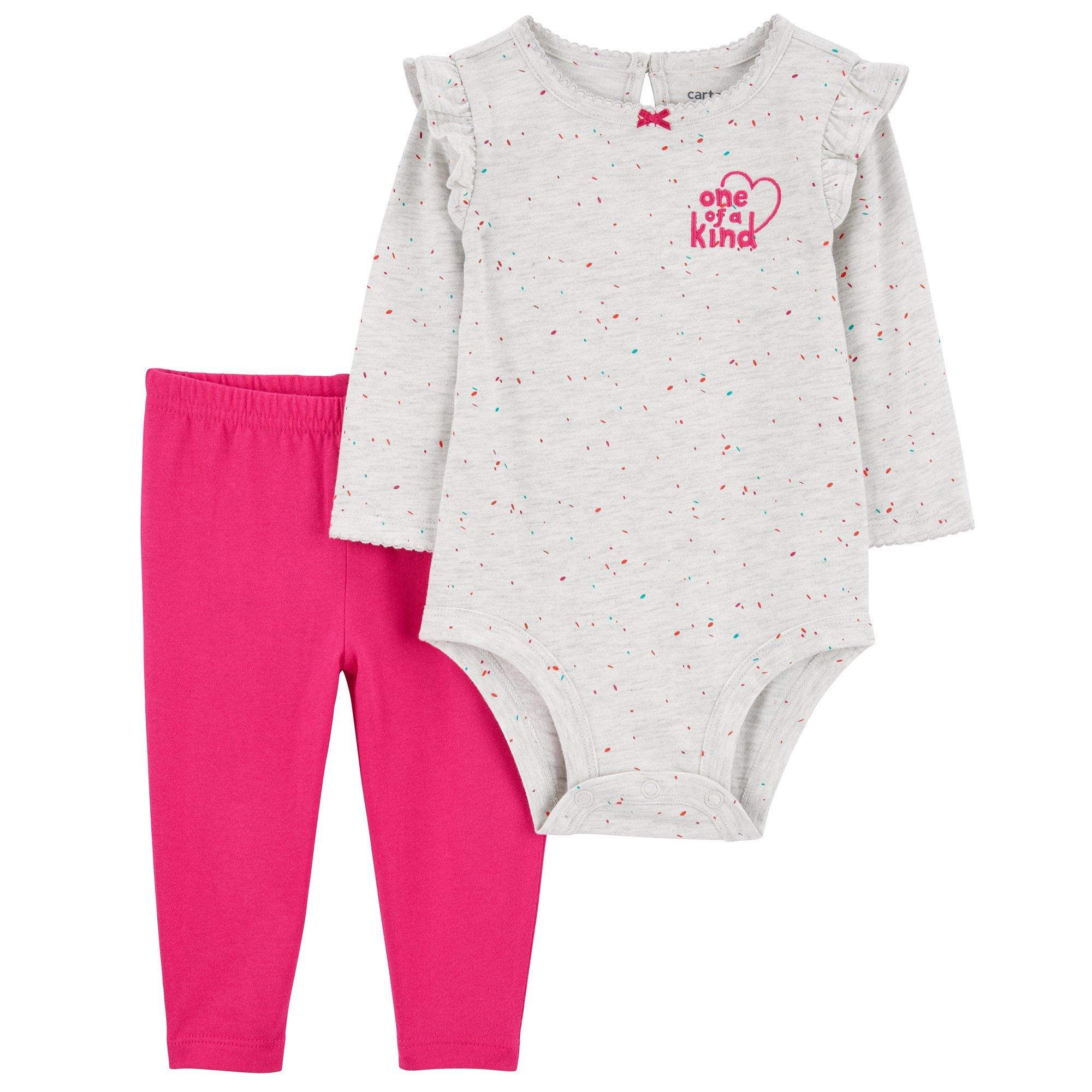 Carters Baby Girls 2pc. Ivory Pink Neps Pant