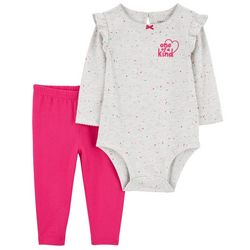 Carters Baby Girls 2pc. Ivory Pink Neps Pant Set