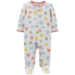 Carters Baby Girls Heart Print Footed Pajamas