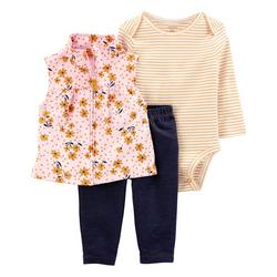 Baby Girls 3-pc. Floral Vest Set