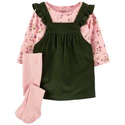 Carters Baby Girls 3-pc. Floral Ruffle Jumper Set