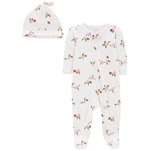 Carters Baby Girls Floral/Bird Footed Pajamas
