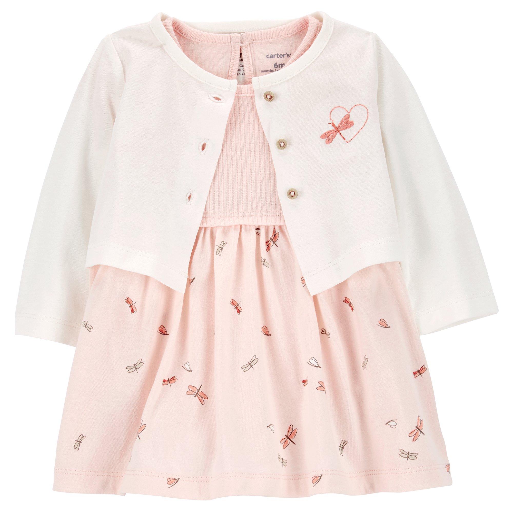 Baby Girls 2-pc. Cardigan & flutter Sleeves Dress