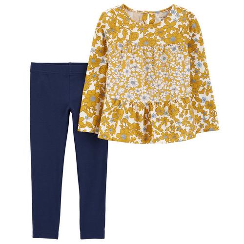 Baby Girls 2-pc. Long Sleeve Floral Top Pant